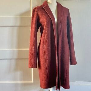 Rachel Zoe soft wool viscose blend brick clay red  midi maxi duster long coat
